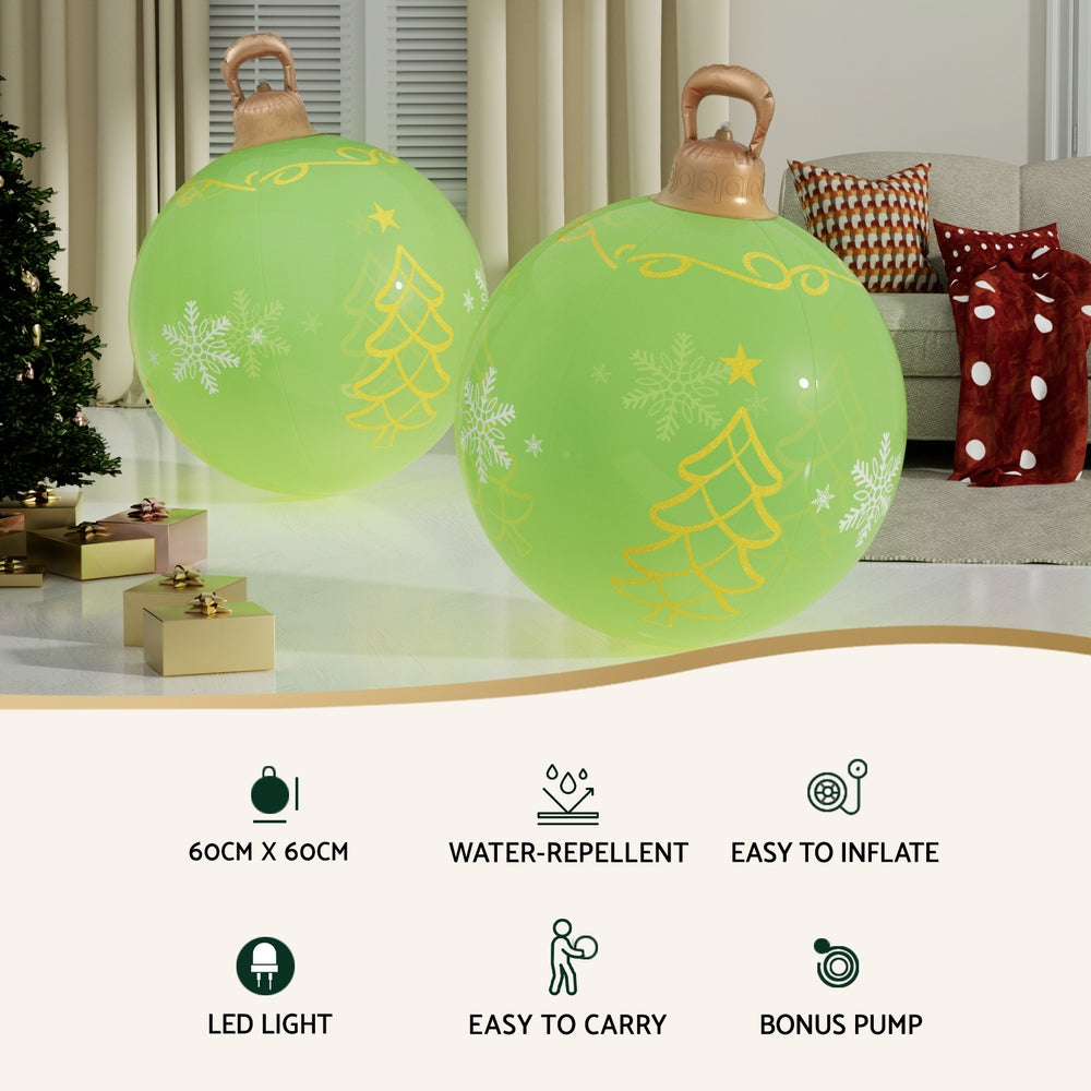 Tree Giant Bauble Ball Christmas Inflatable LED Illuminated Xmas Decoration Green - 60cm