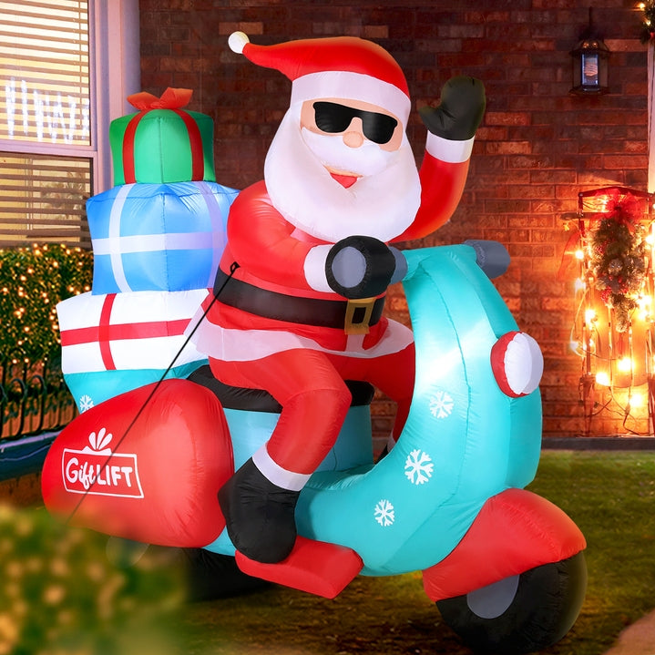 Santa Motorbike Christmas Inflatable LED Illuminated Xmas Decorations - 1.8M