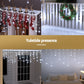 6M Christmas Icicle Lights String Light 160 LED Solar Powered - Cold White