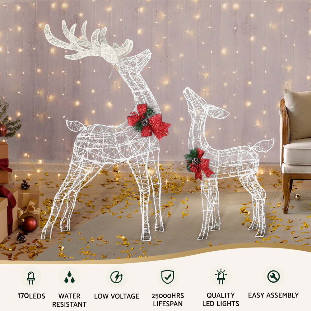 2-Pieces Christmas Lights 170 LED Fairy Light Reindeer Decorations