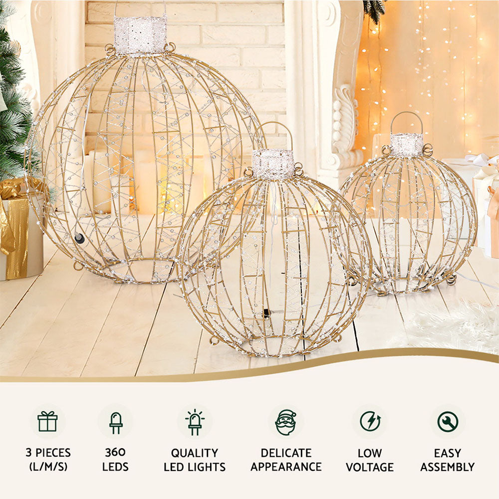 Christmas Lights 360 LED Fairy Light 3pcs Ball Decorations Set