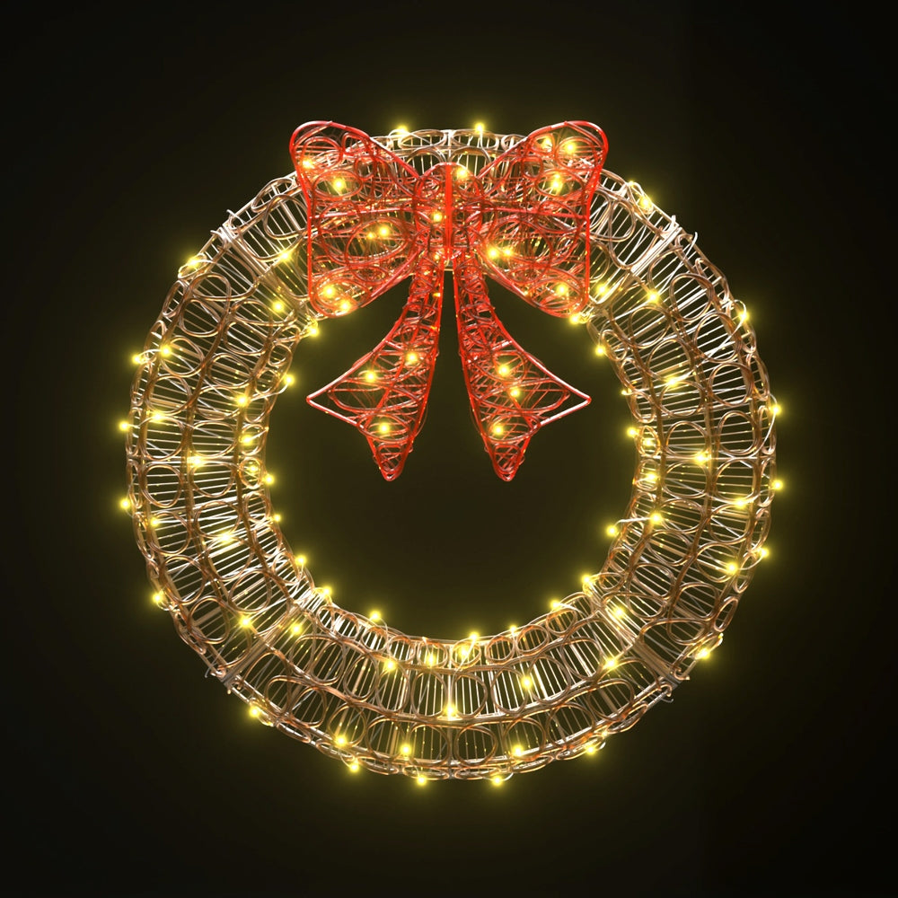 0.6M Christmas Lights 160 LED Motif Solar Wreath Xmas Decorations