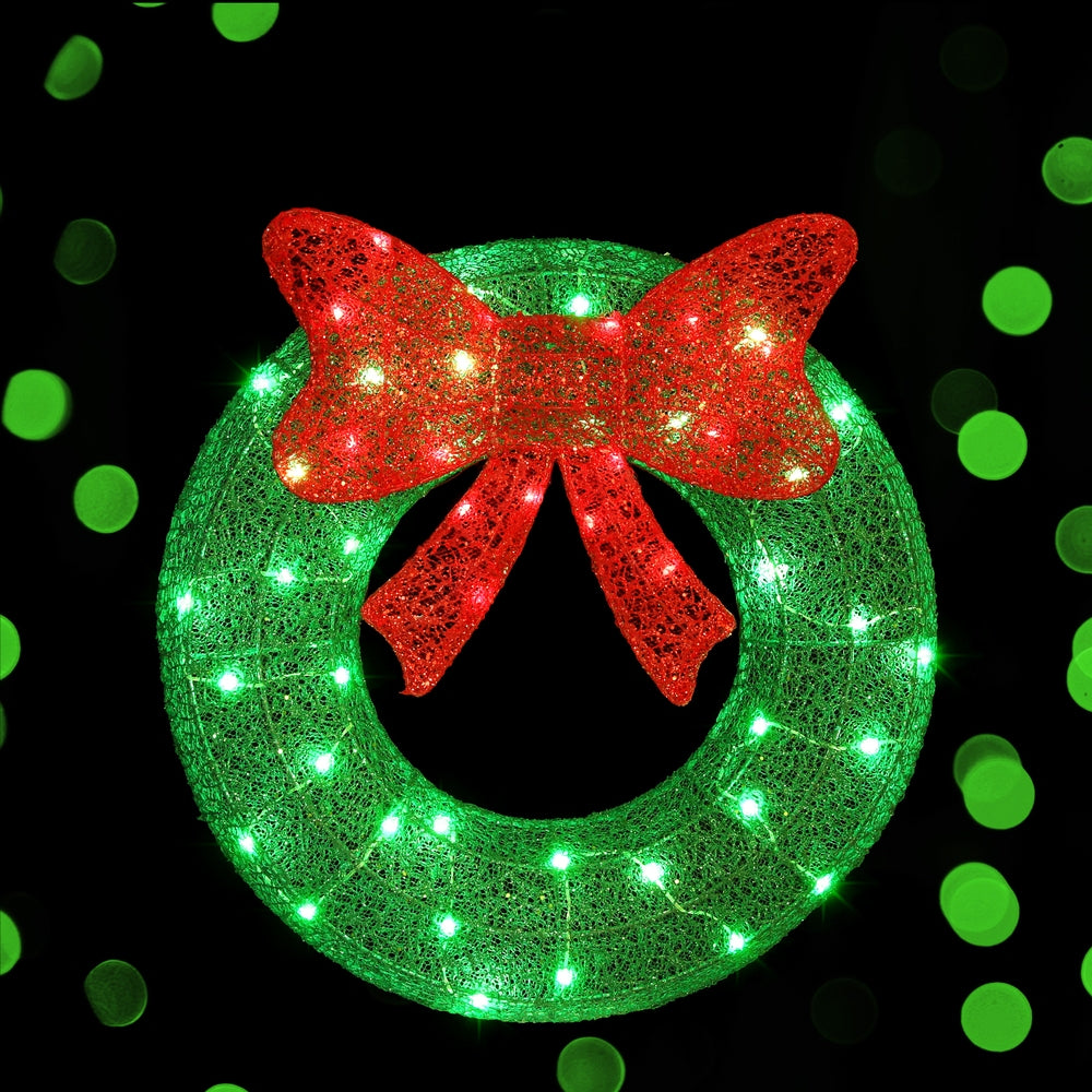 60cm Christmas Wreath Motif 50 LED Solar Xmas Decorations