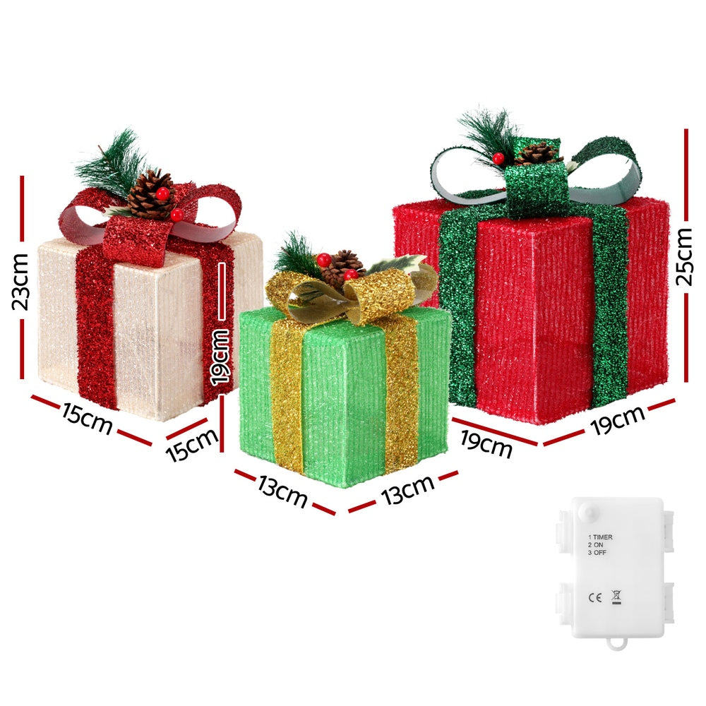 Set of 3 Christmas Lights 60 LED Fairy Light Gift Box