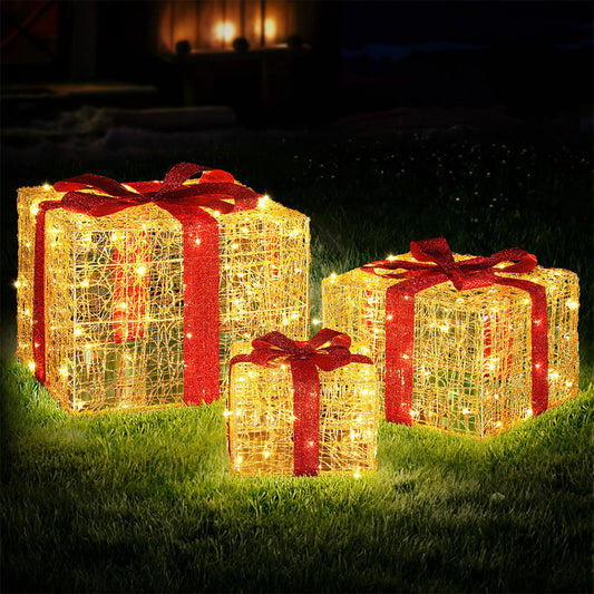 3-Pieces Christmas Lights 240 LED Fairy Light Gift Box Decorations