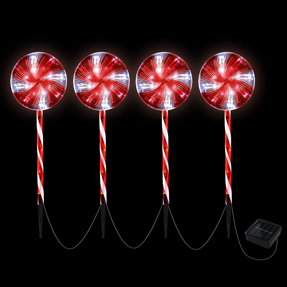 Set of 4 Christmas Lights Path Ground Light Garden Decoration 112 LED