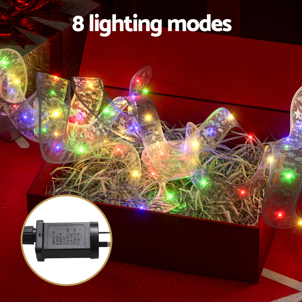 20M Christmas Lights Fairy Ribbon Light 200 LED Xmas Decor - Colored