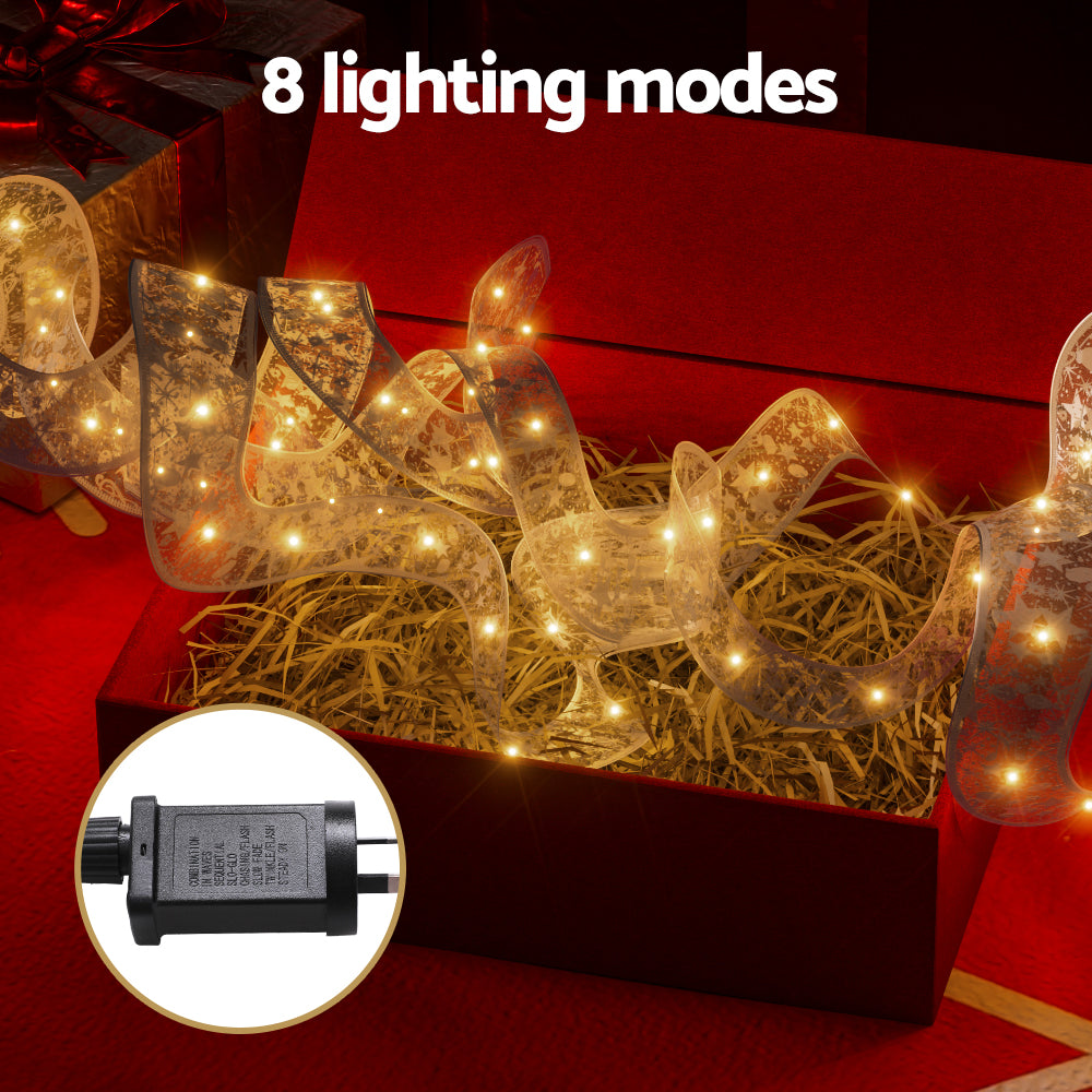 20M Christmas Lights Fairy Ribbon Light 200 LED Xmas Decor - Warm