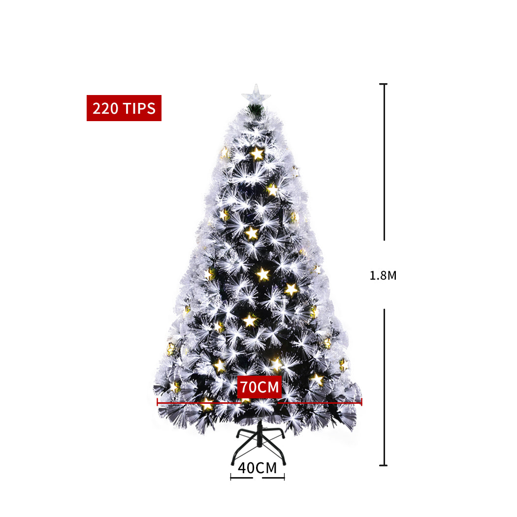 6ft 1.8m 220 Tips Christmas Tree Xmas Decorations Fibre Optic Lights