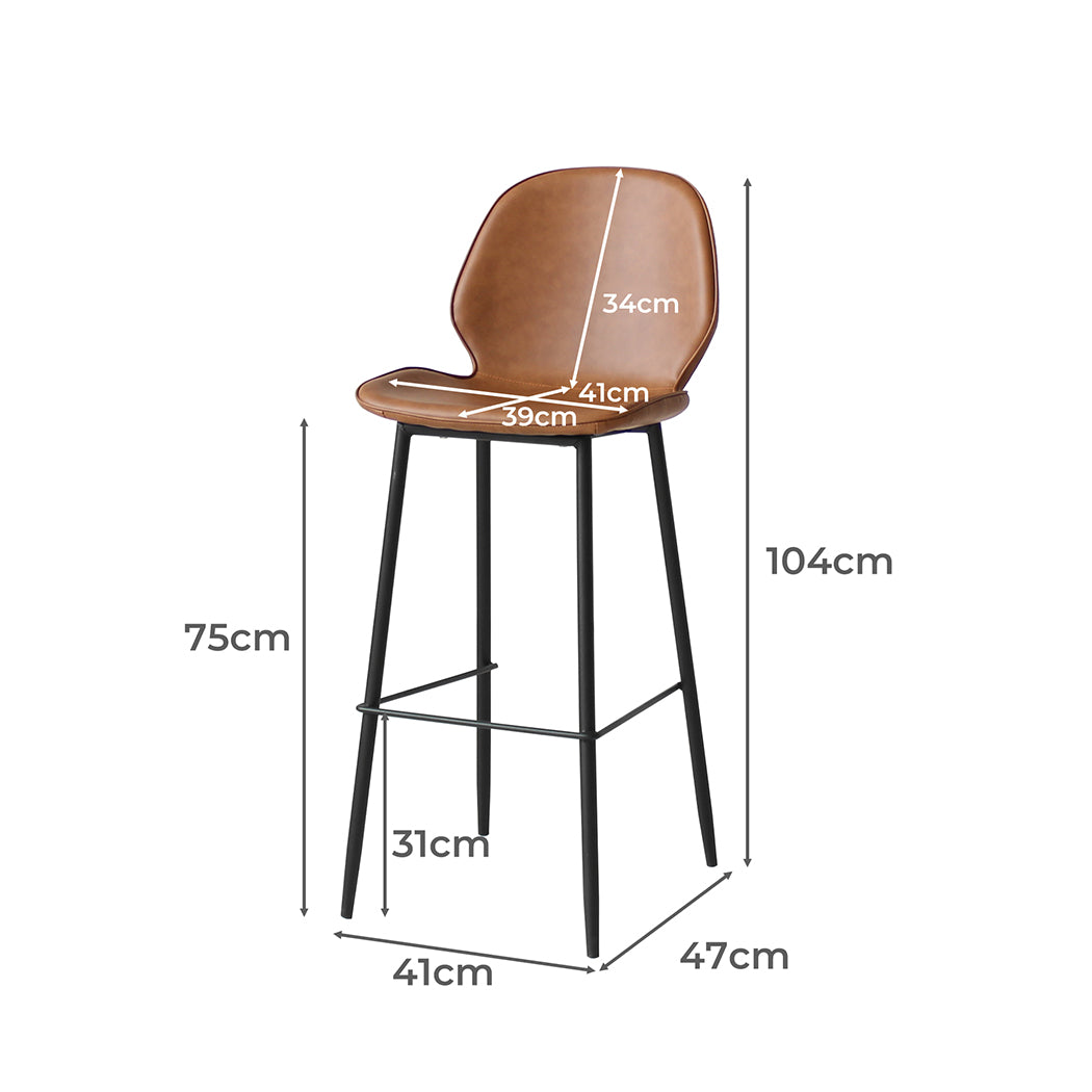 Set of 2 Zurich Bar Stool Barstools Counter - Brown