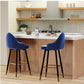 Set of 2 Dublin Bar Stools Stool Kitchen Chairs Swivel Velvet Barstools Vintage - Blue