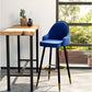 Set of 2 Dublin Bar Stools Stool Kitchen Chairs Swivel Velvet Barstools Vintage - Blue