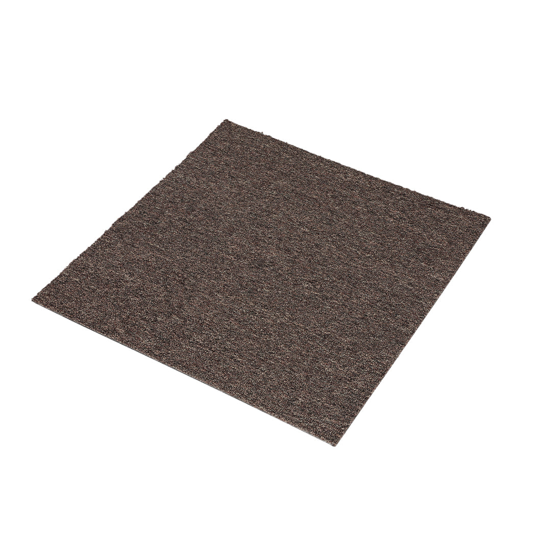 Roxine Set of 20 50x50 Carpet Tiles Box Heavy Commercial Retail Office Premium Flooring - Chocolate