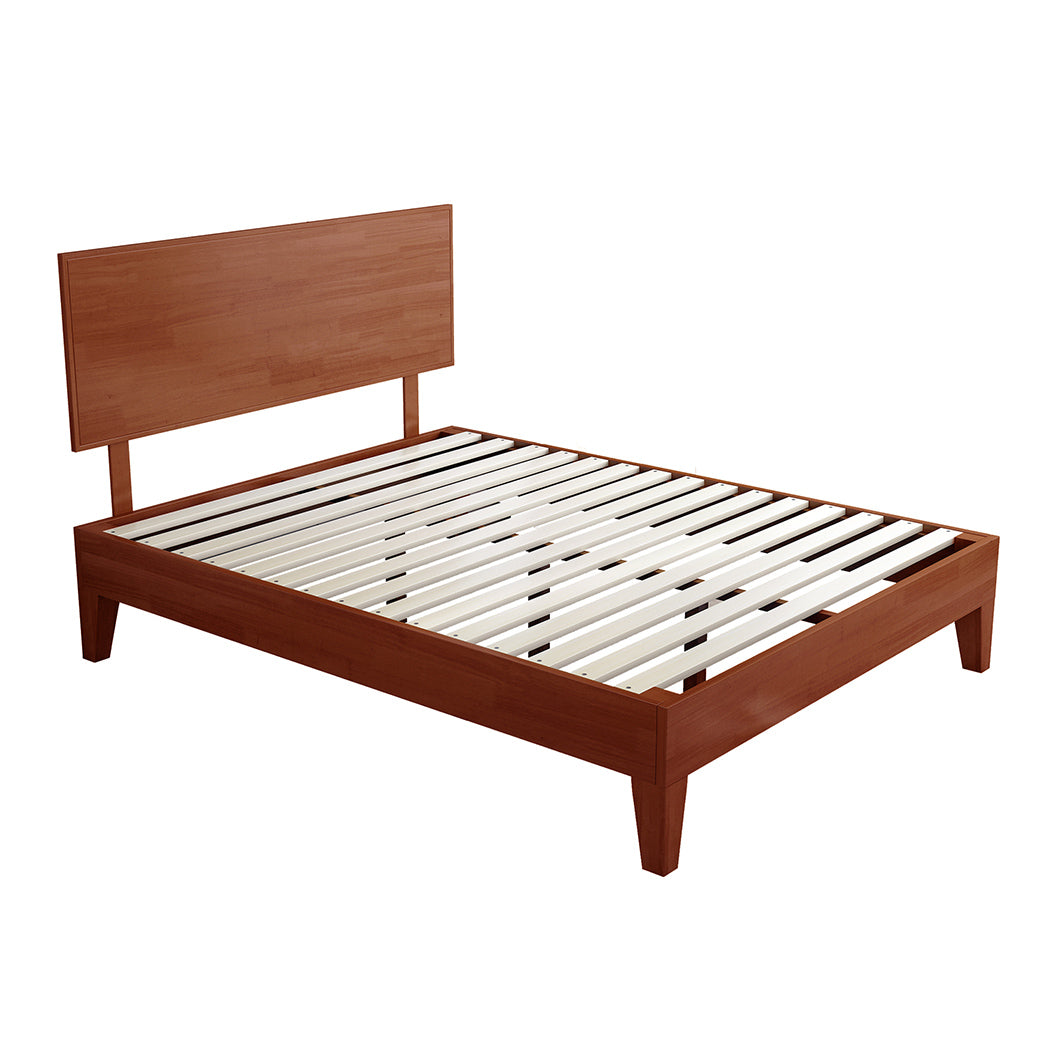 Naomi Rubberwood Bed Frame - Walnut Queen