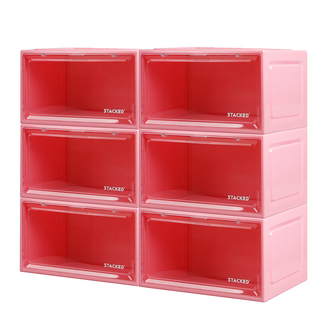 Stacked Sneaker Display Case 6x Shoe Pink