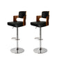 110.5cm Palermo Kitchen Bar Stools Gas Lift Wooden Beech Stool Metal Barstools - Black & Silver