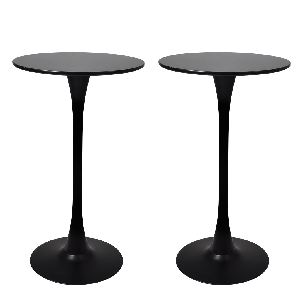 Set of 2 Round Bar Table Pub Tables - Black