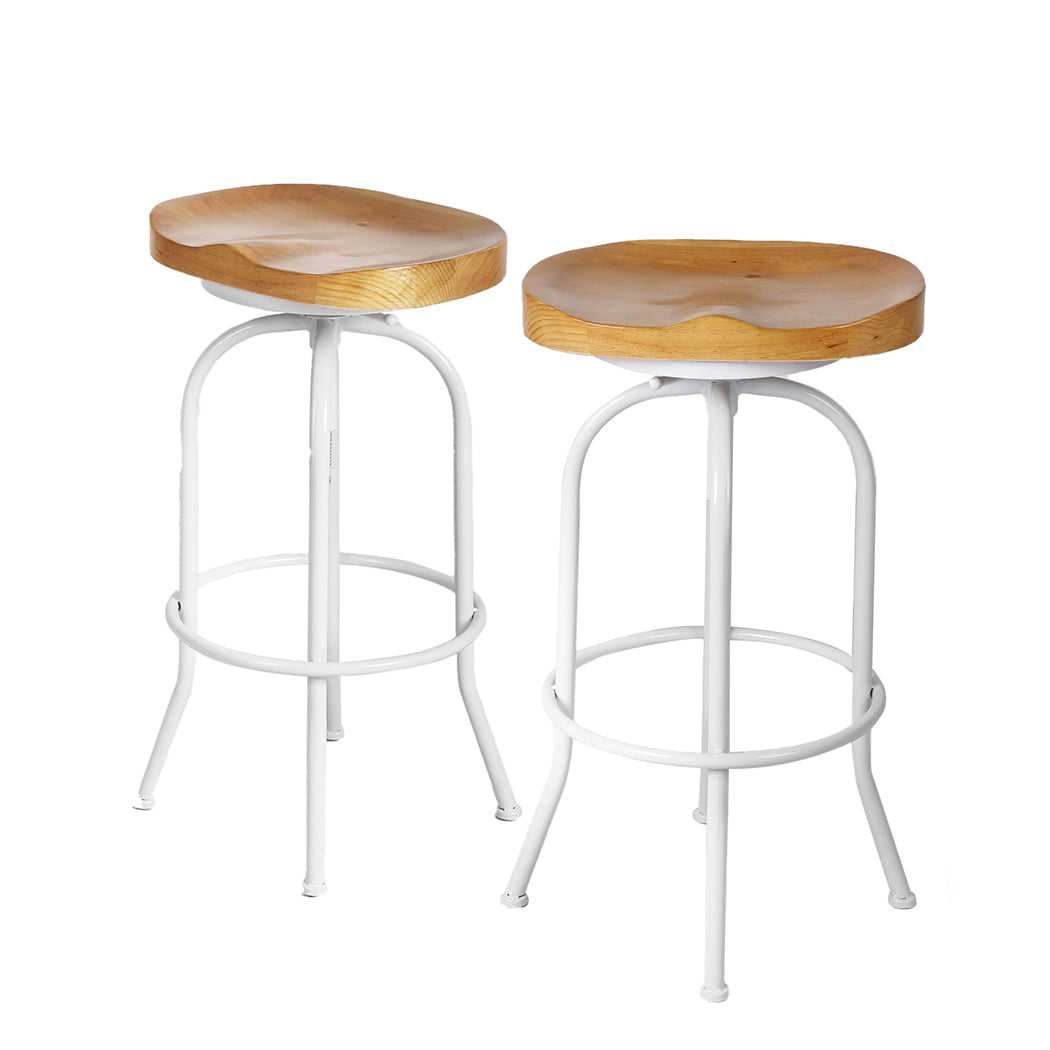 90cm Avignon Industrial Bar Stools Kitchen Stool Wooden Barstools Swivel Chair - White