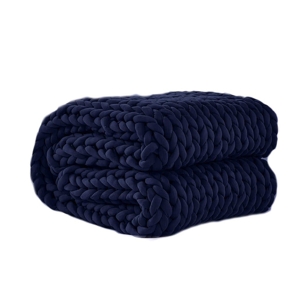 Whimsy Weighted Soft Blanket Knitted Chunky Bulky Knit 3KG - Navy Blue