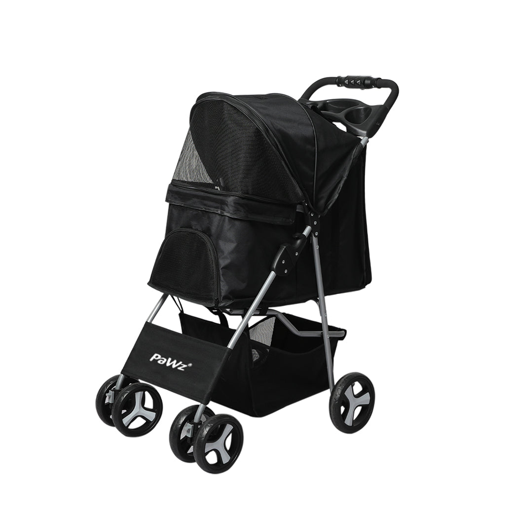 4 Wheels Pet Stroller Dog Cat Cage Puppy Pushchair Travel Walk Carrier Pram