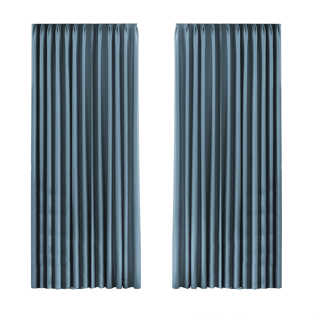 Set of 2 180x250 Blockout Curtains Chenille - Blue