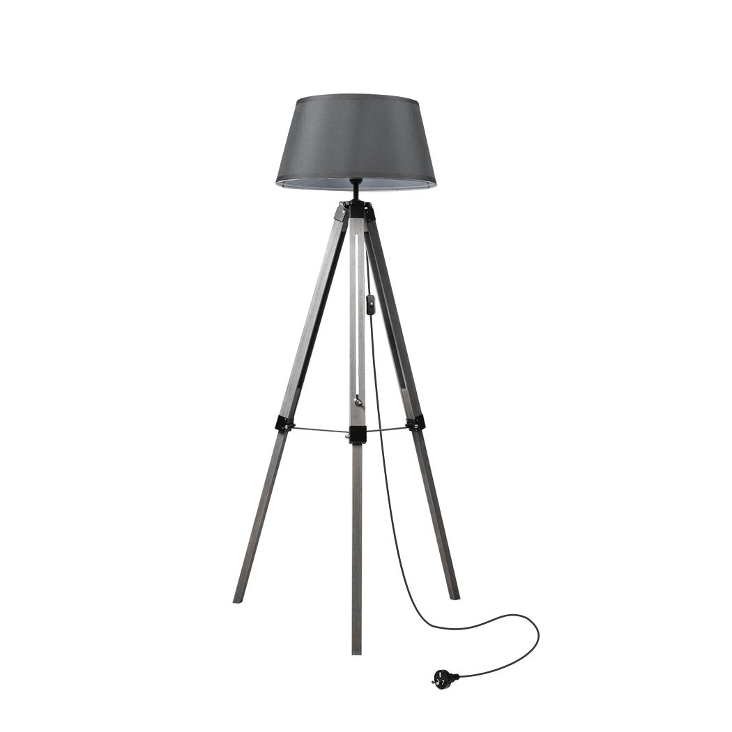 Tripod Wooden Floor Lamp Shaded Reading Light Adjustable Home Lighting