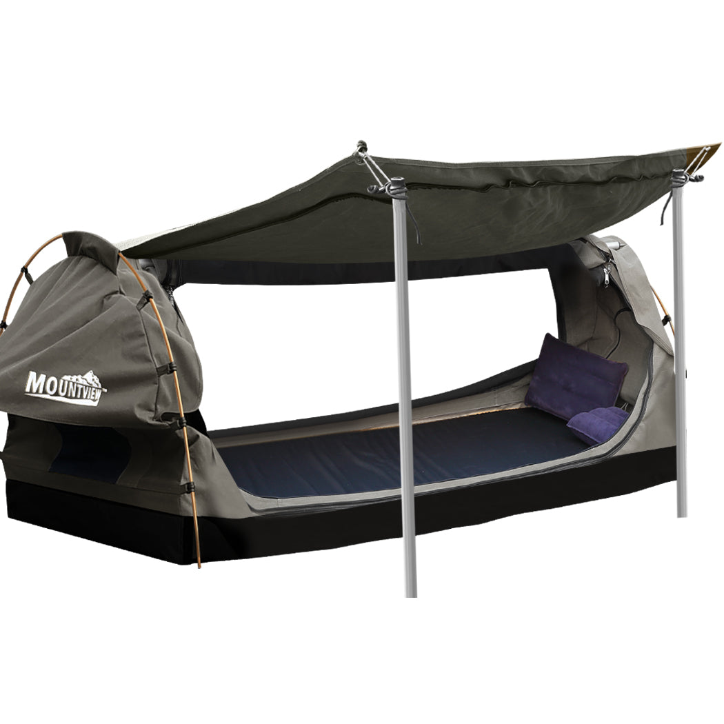 Mountview Double Swag Camping Swags Canvas Dome Tent Free Standing Grey