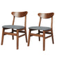 Tate Set of 2 Dining Chairs Kitchen Table Natural Wood Linen Fabric Cafe Lounge - Walnut