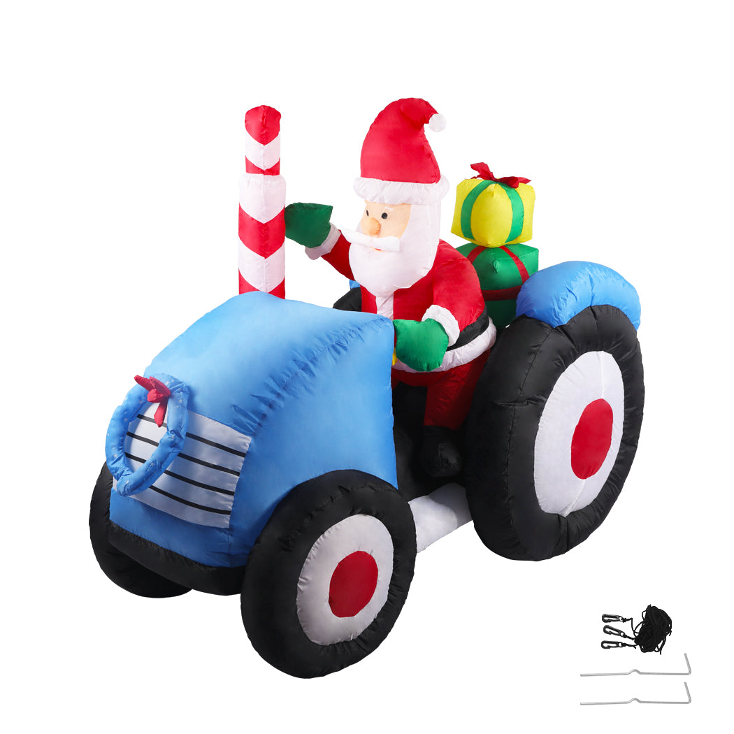 Santa Tractor Christmas Inflatable Xmas Decorations - 1.4M