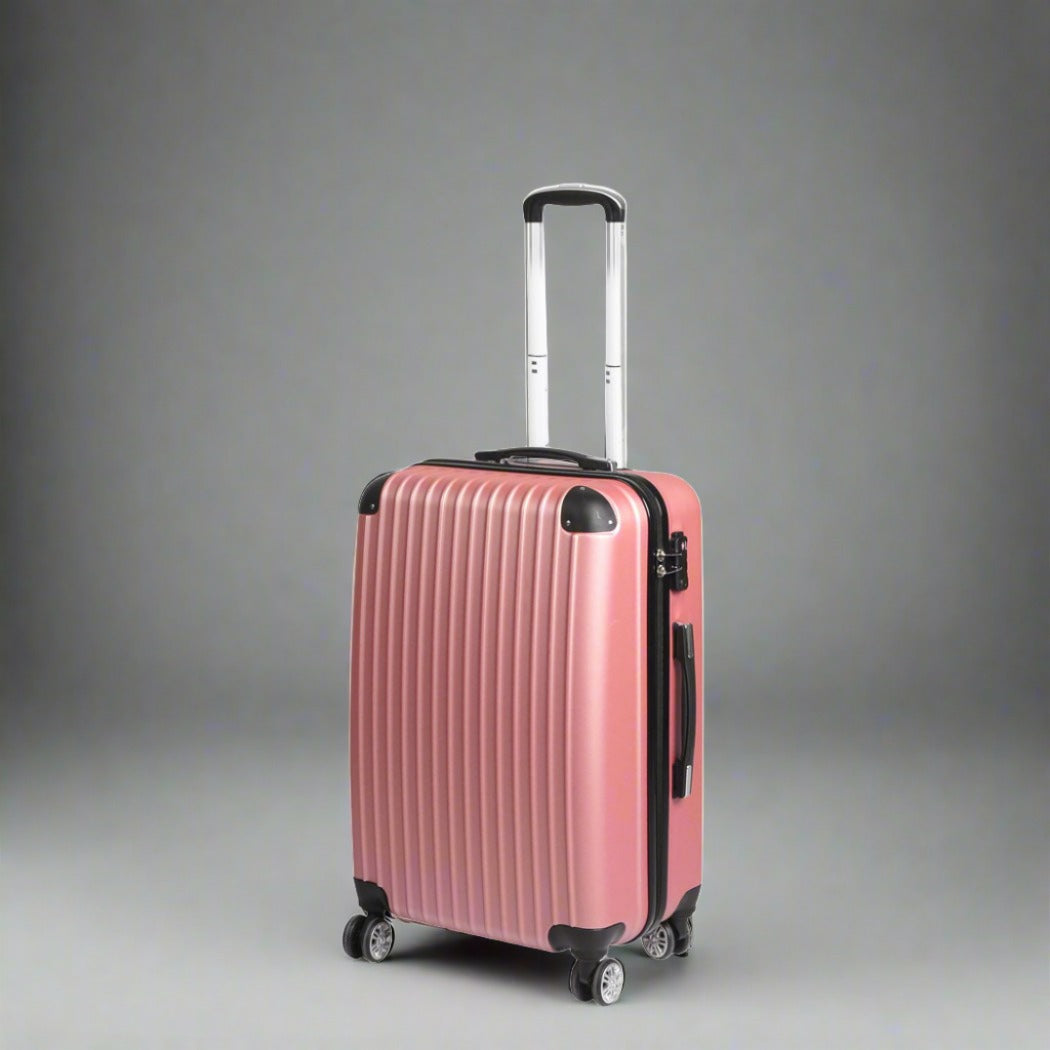 20" Luggage Suitcase Code Lock Hard Shell Travel Carry Bag Trolley - Rose Gold