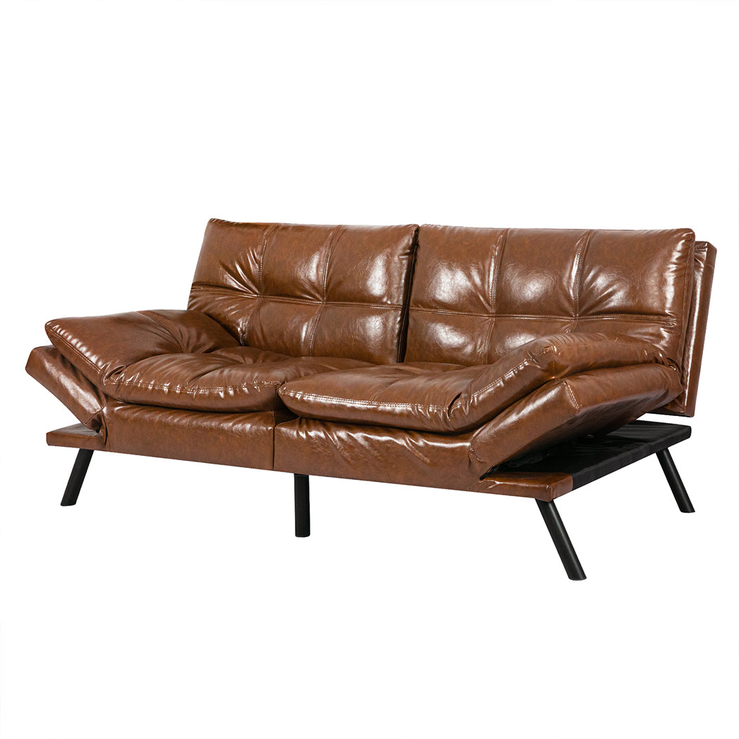 Margot 2-Seater Sofa Bed Futon Recliner Lounge - Brown