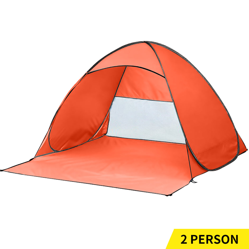 Pop Up Beach Tent Camping Portable Shelter Shade 2 Person Tents Fish Orange