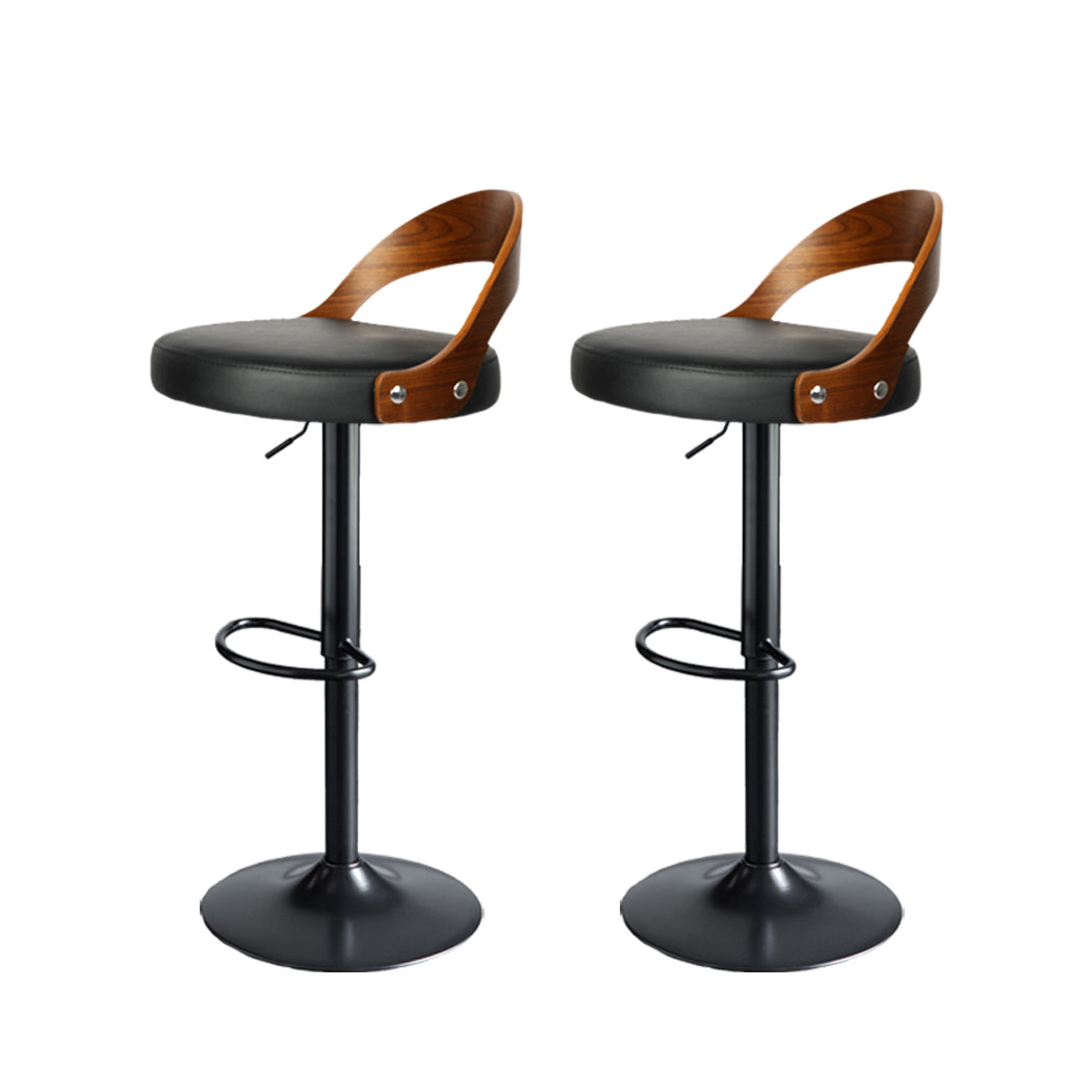 82.5cm Essen Bar Stools Kitchen Gas Lift Wooden Beech Stool Chair Swivel Barstools - Black