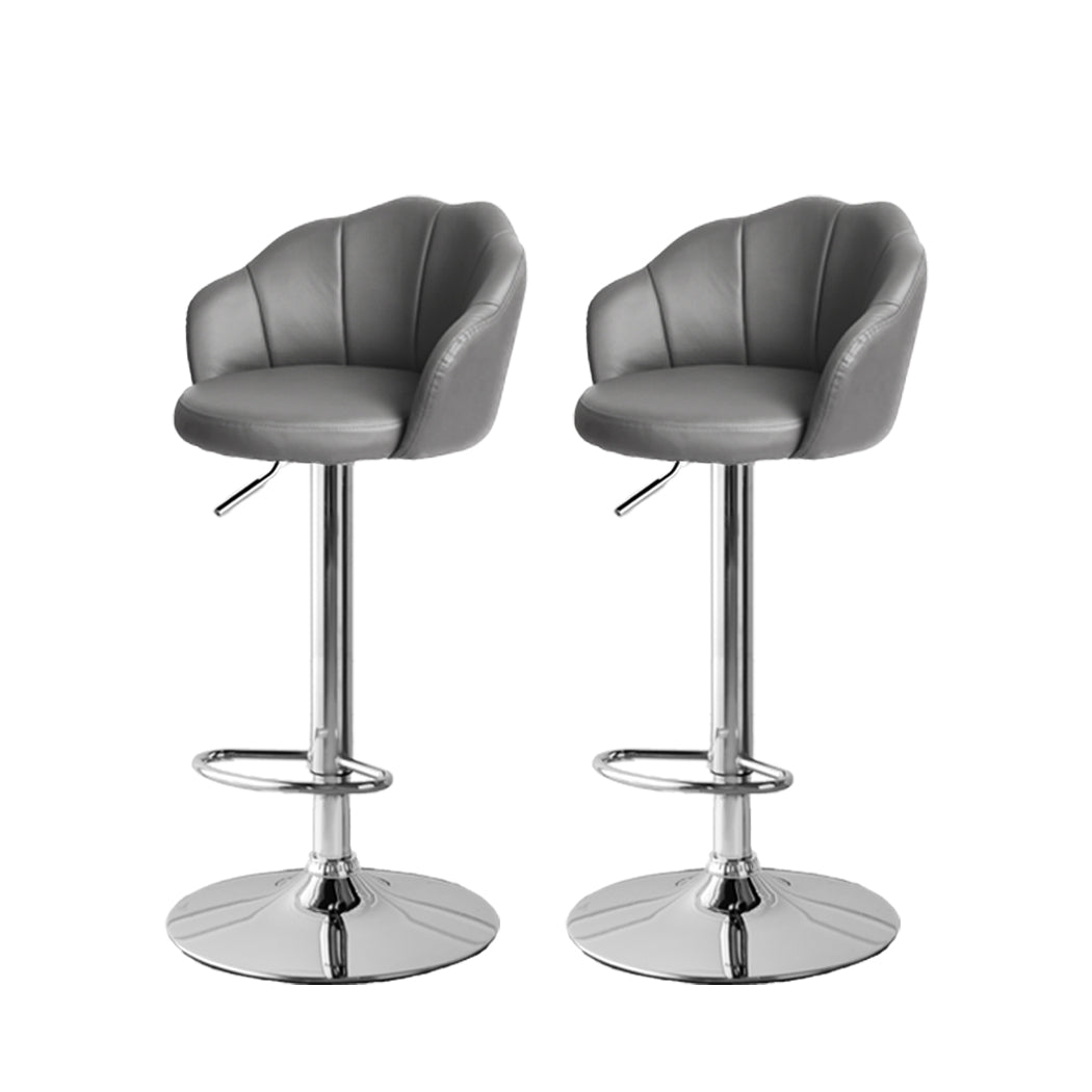 Set of 2 Mesa Bar Stools Kitchen Gas Lift Stool Chair Swivel Barstools Leather - Grey