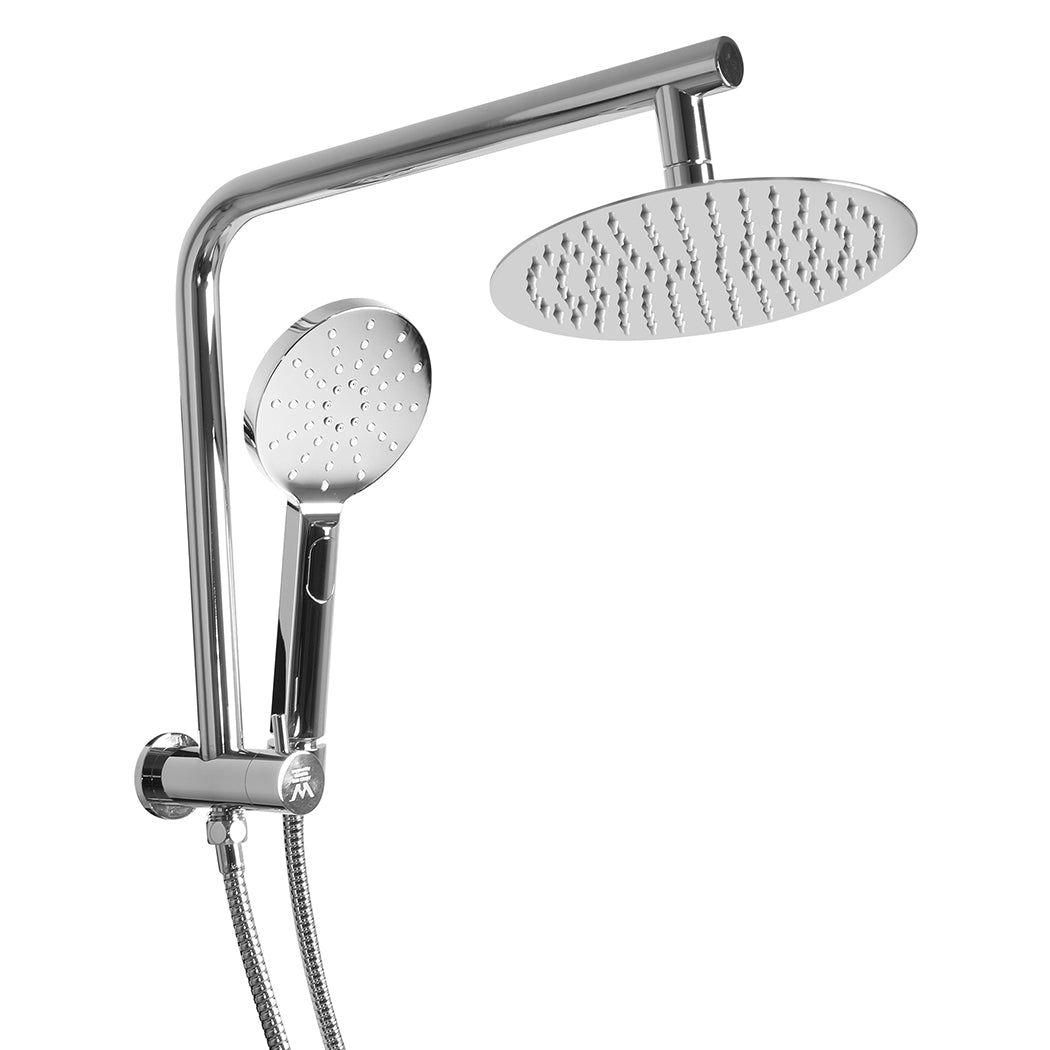 High Pressure Shower Head Set Rain Round - Silver