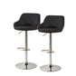 Set of 2 Tours Bar Stools Kitchen Barstools PU Leather Chairs Gas Lift Swivel - Black