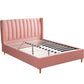 Bella Bed Frame Velvet Base Bedhead Headboard Wooden Platform - Pink Queen