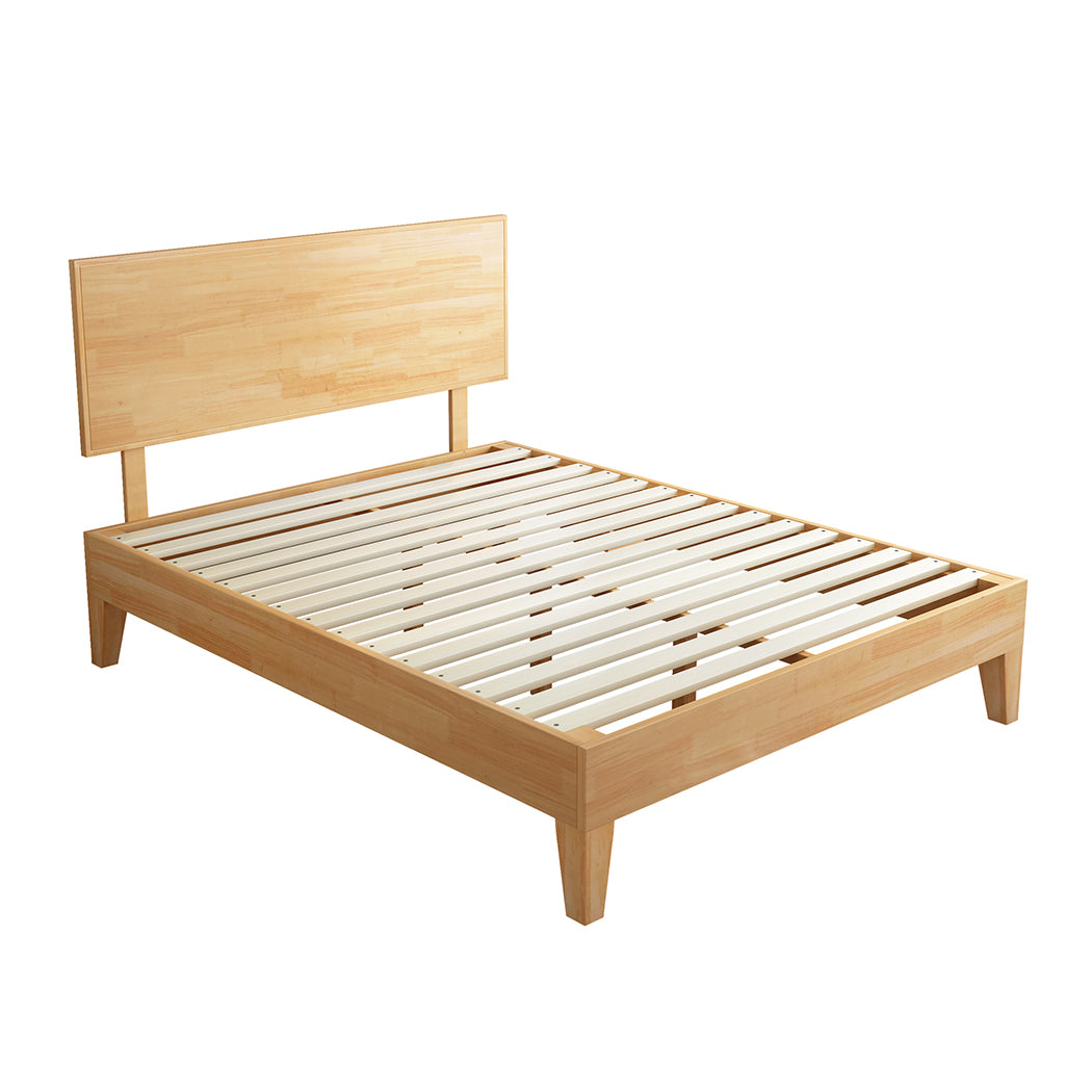 Naomi Rubberwood Bed Frame - Natural Queen