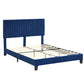 Cheyenne Bed Frame Base Platform Wooden Velvet with Headboard Blue - Queen