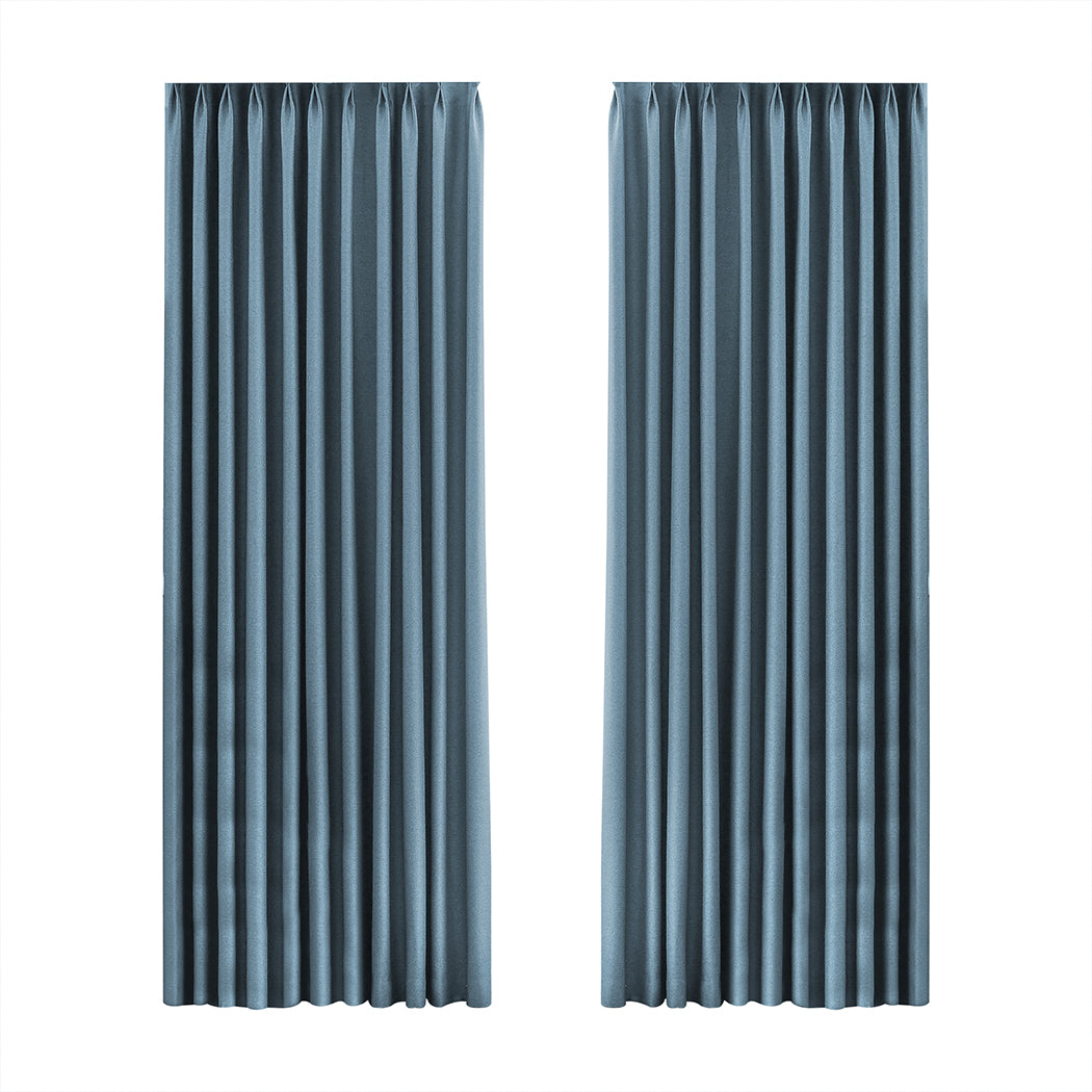 Set of 2 132x250 Blockout Curtains Chenille - Blue