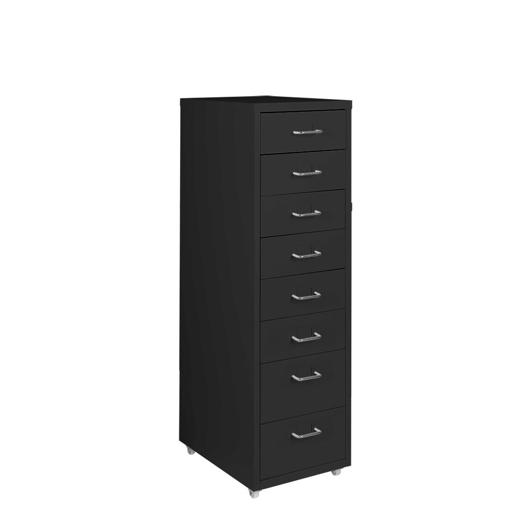 Levede 8 Drawer Office Cabinet Drawers Black