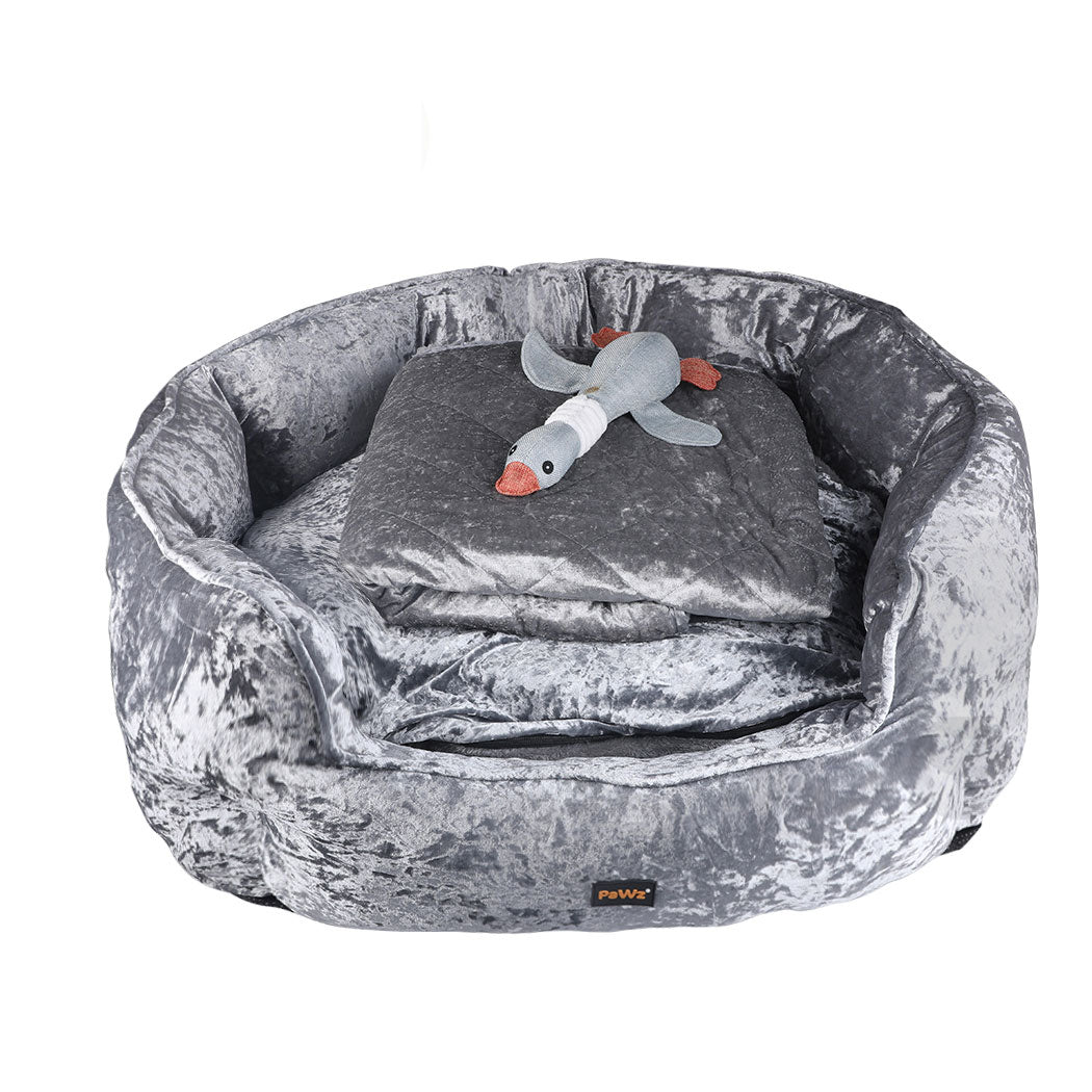 LARGE Dog Beds Pet Set Quilted Blanket - Grey