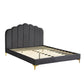 Ariana Bed Frame Base Platform Wooden Velvet with Headboard - Grey Queen