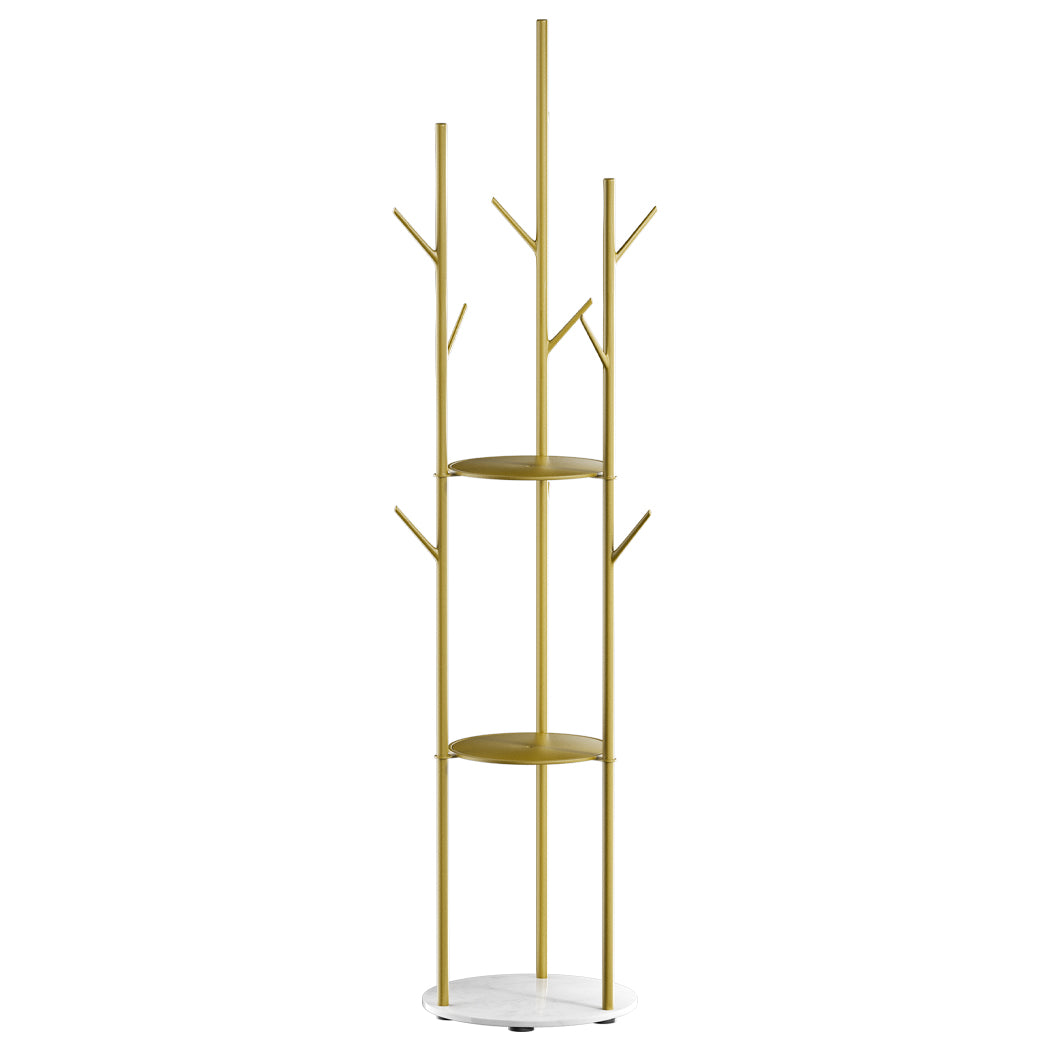 Coat Rack Clothes Stand 8 Hook Organizer - Gold