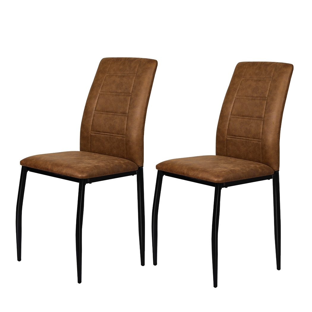 Rosalind Set of 2 Dining Chairs Leathaire - Brown