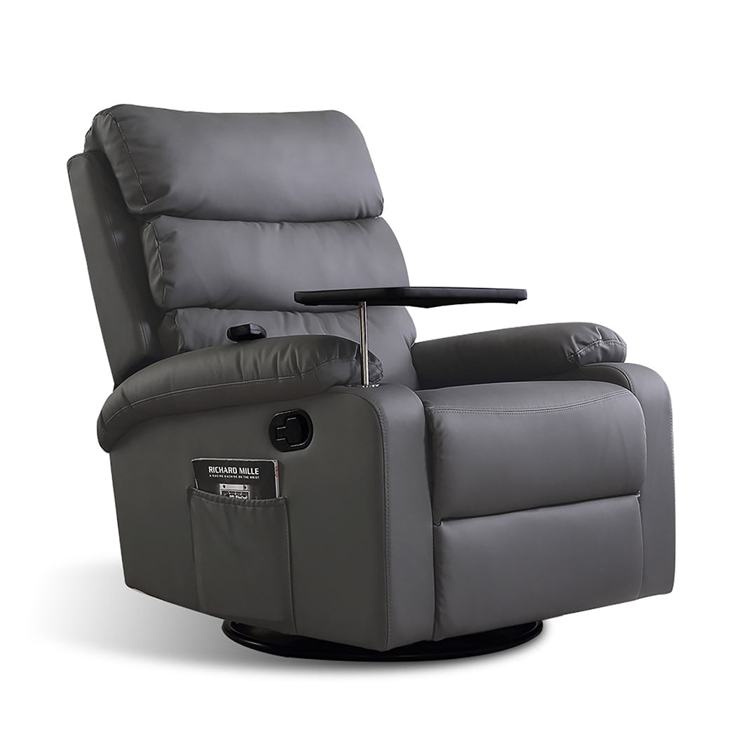 Rhea Massage Chair Recliner Chair Heated Lounge Armchair 360 Swivel - Grey