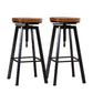 Set of 2 Catania Industrial Bar Stools Kitchen Stool Wooden Barstools Swivel Chiars - Wood