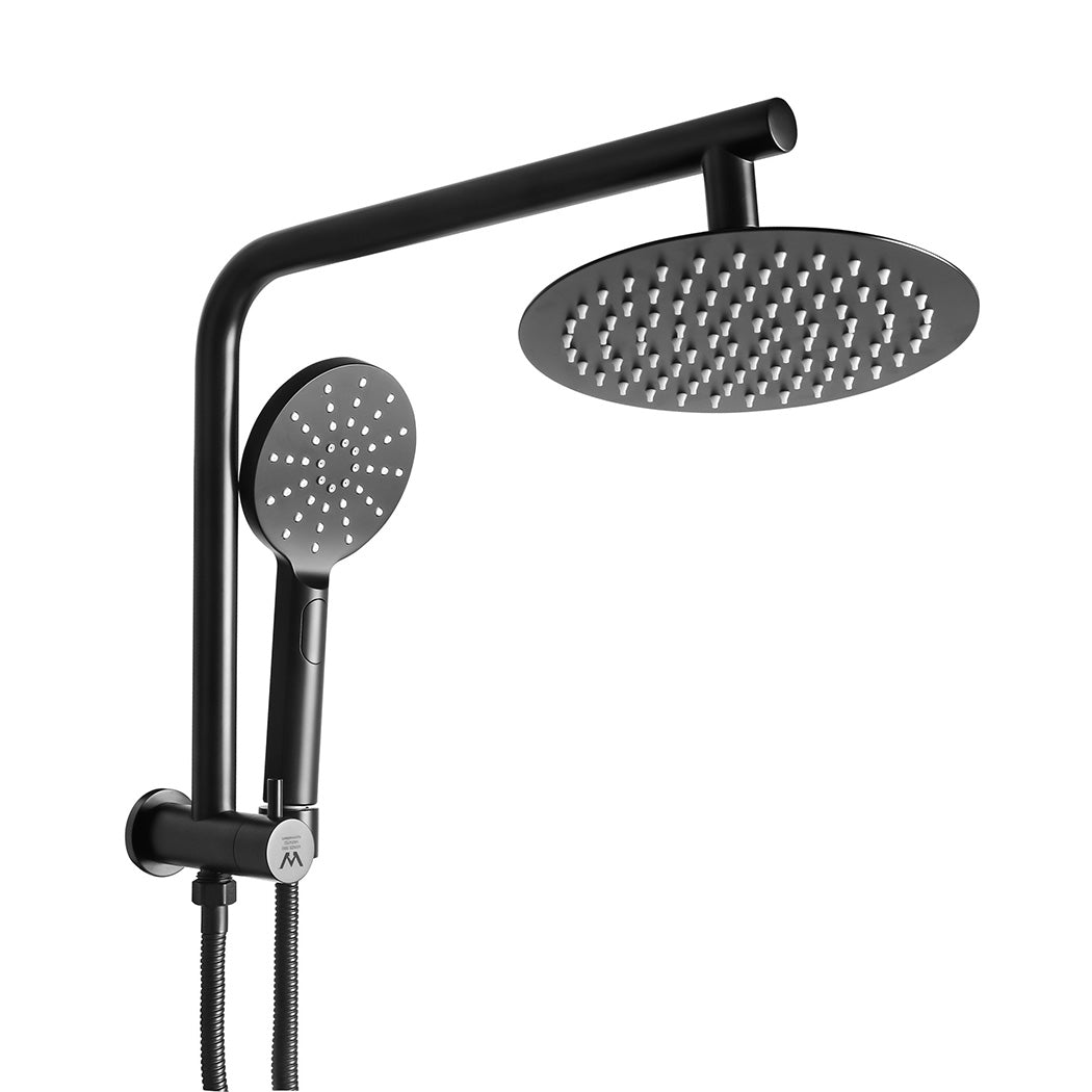 Shower Head High Pressure Set Rain Round - Black