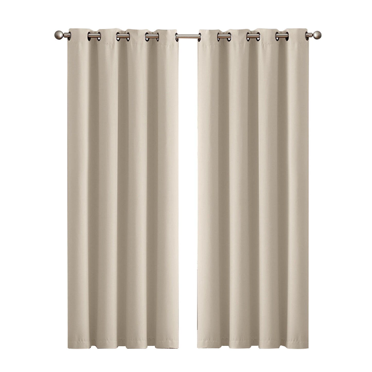 Set of 2 132x213cm Blockout Curtains Panels 3 Layers - Beige