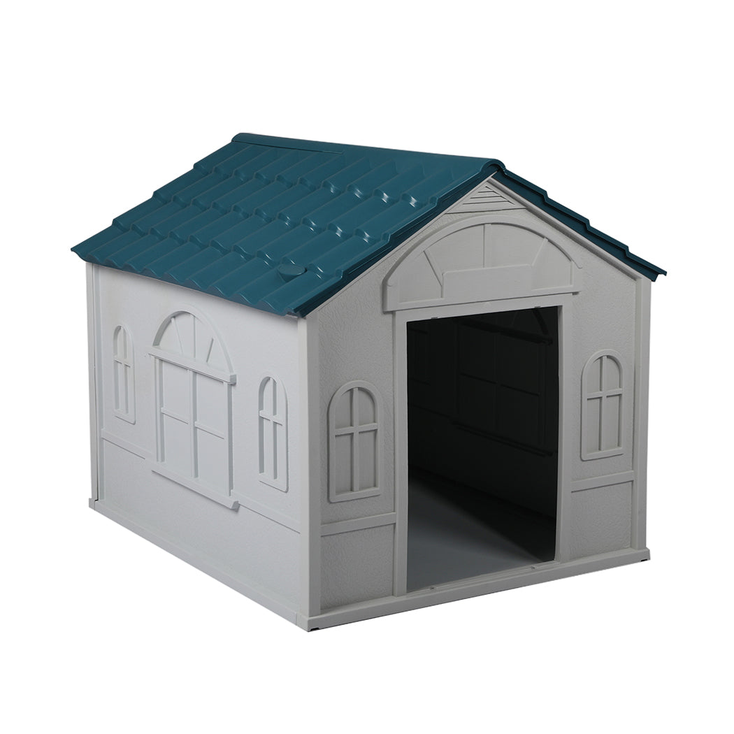 Dog Kennel Outdoor Indoor Pet Plastic Garden Large House Weatherproof Black Large